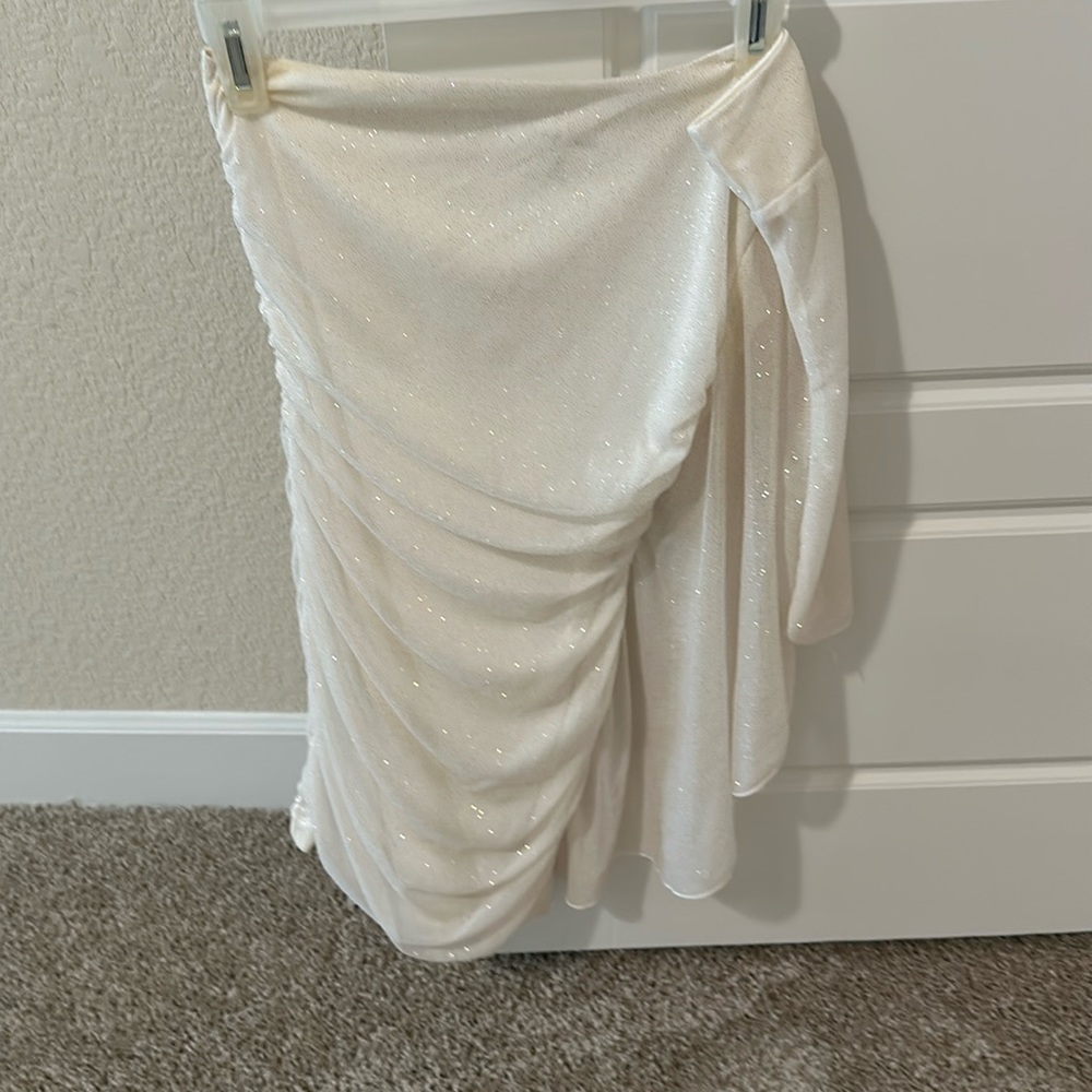 White glitter one shoulder dress size medium but fits like a s
